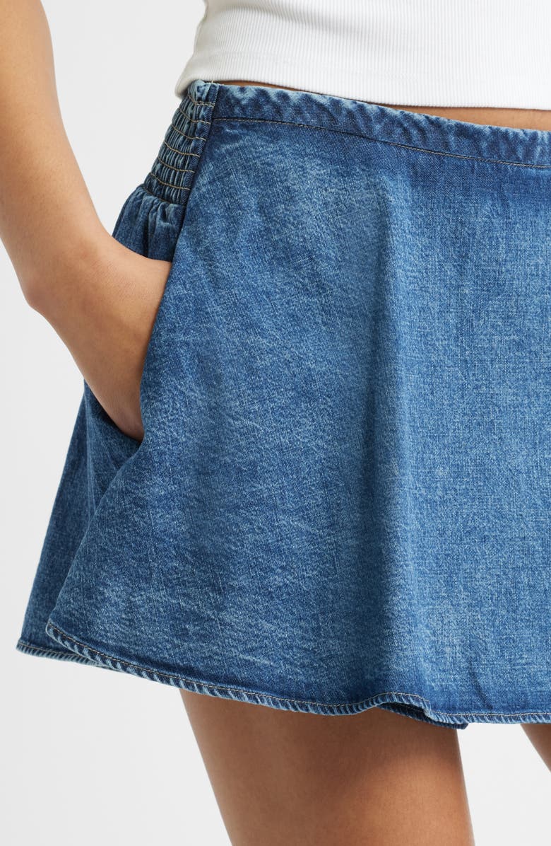 Free People Paradise Denim Skort, Alternate, color, Mid Indigo