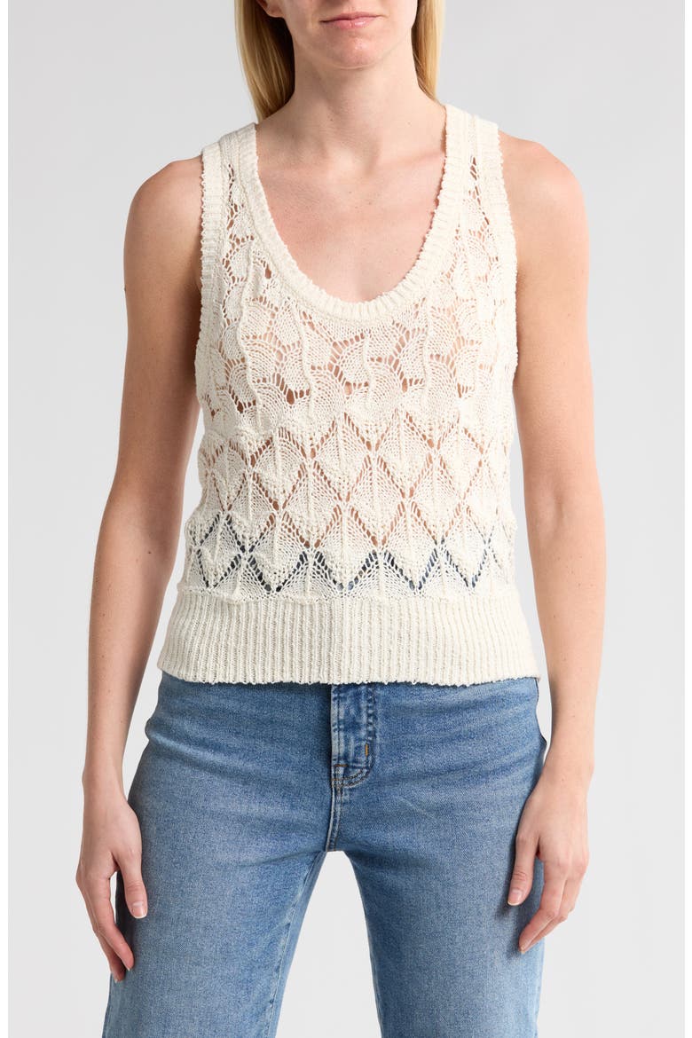 Tatiana Sleeveless Sweater, Main, color, IVORY SWEATER COTTON TAPE
