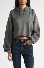 Golden Goose Star Distressed Oversize Cotton Crop Hoodie