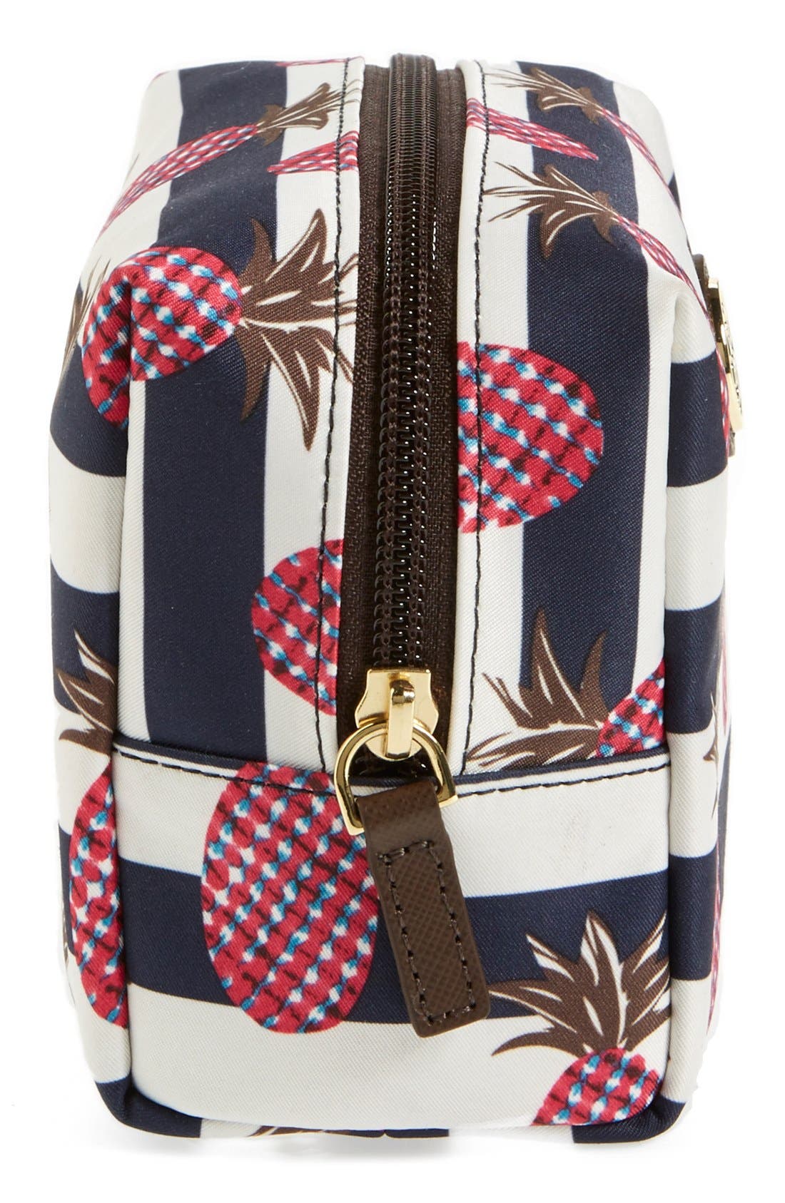 'Brigitte' Nylon Cosmetics Case, Alternate, color, PINEAPPLE STRIPE