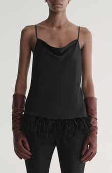 Eliza Feather Trim Satin Camisole