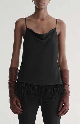 Eliza Feather Trim Satin Camisole