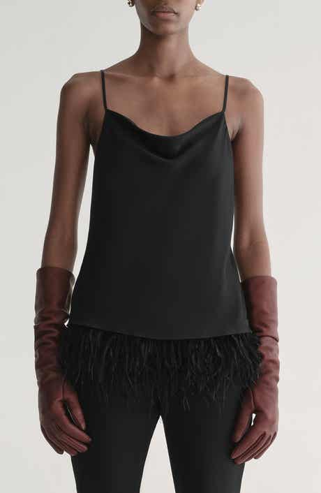 Eliza Feather Trim Satin Camisole