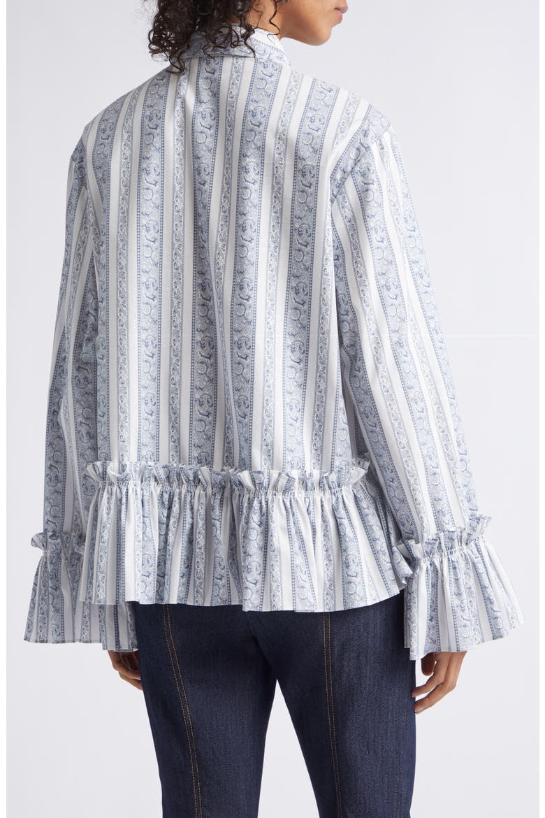 Daxel Striped Peplum Shirt, Alternate, color, IVORY/ MARINE BLUE