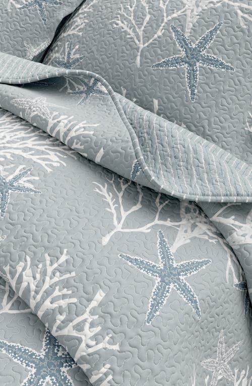 Woven & Weft Coral Starfish Reversible Microfiber Quilt Set In Blue