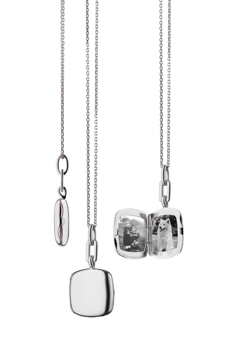 Monica Rich Kosann Viv Slim Cushion Locket Necklace, Alternate, color, Sterling Silver