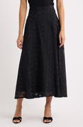 Anne Klein Polka Dot Jacquard Mesh Midi Skirt