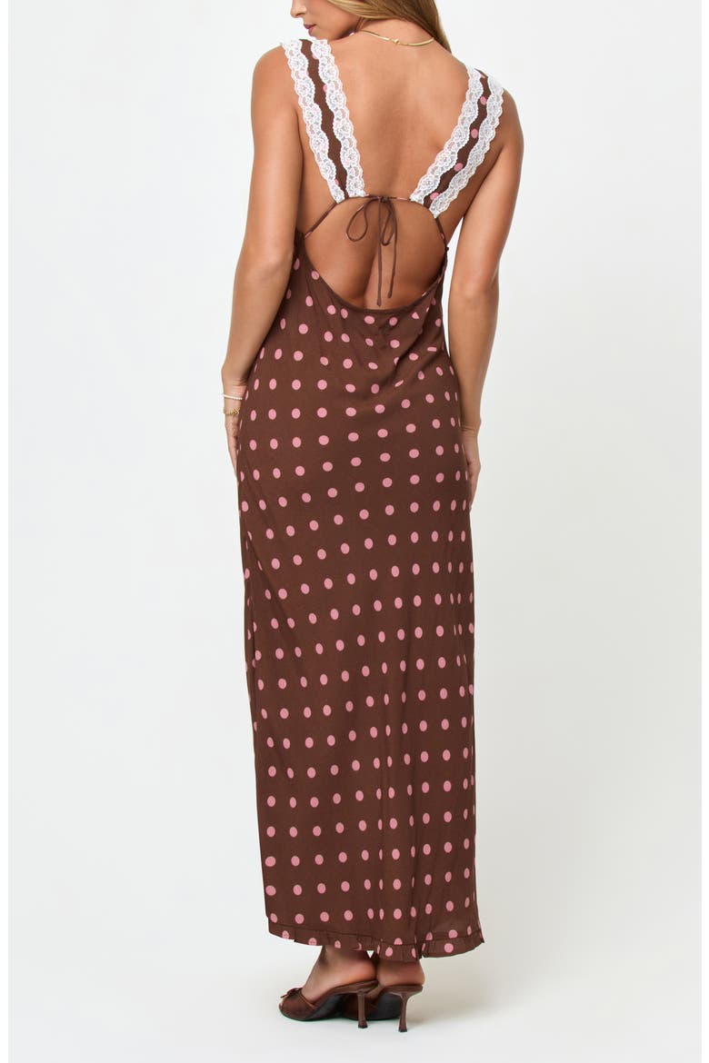 Eyes on You Lace Trim Open Back Maxi Cover-Up Dress, Alternate, color, ALOTTA POLKA DOT