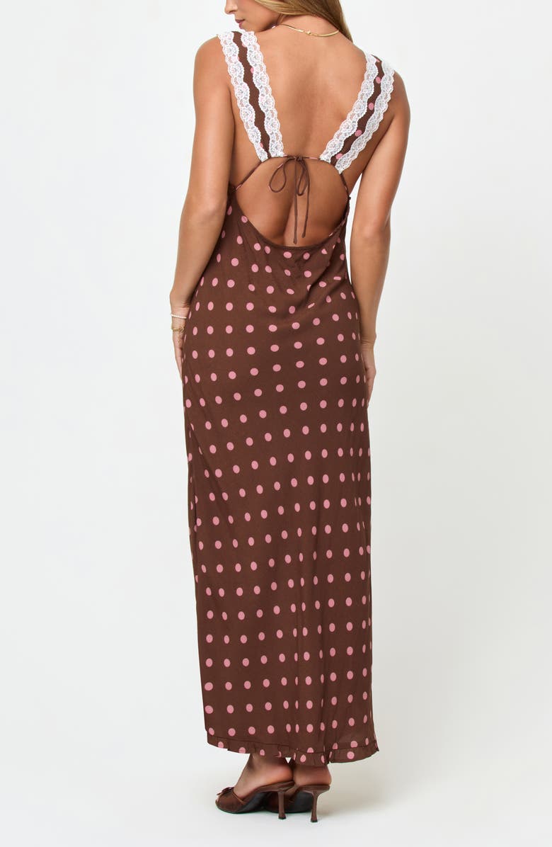 LSPACE Eyes on You Lace Trim Open Back Maxi Cover-Up Dress, Alternate, color,