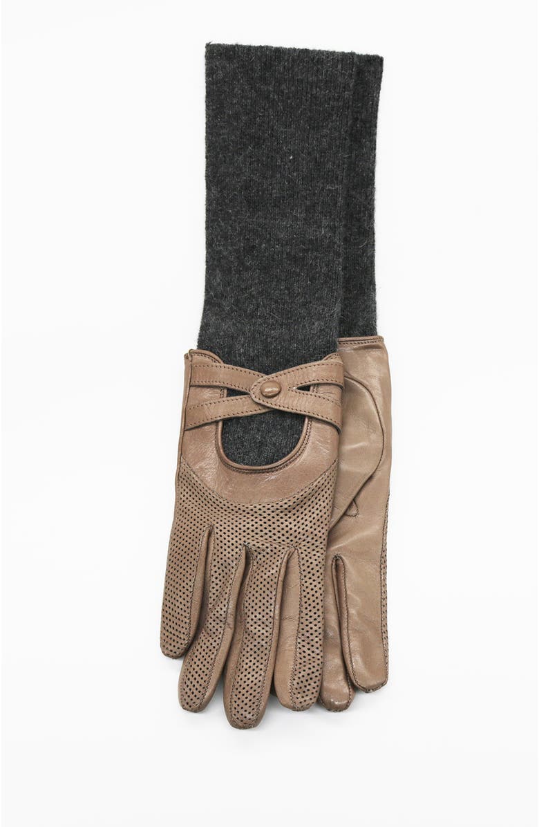 Portolano Leather gloves with knitted cuff, Main, color, Hematite