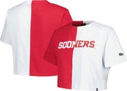Hype and Vice Women's Hype and Vice Crimson/White Oklahoma Sooners Color Block Brandy Cropped T-Shirt