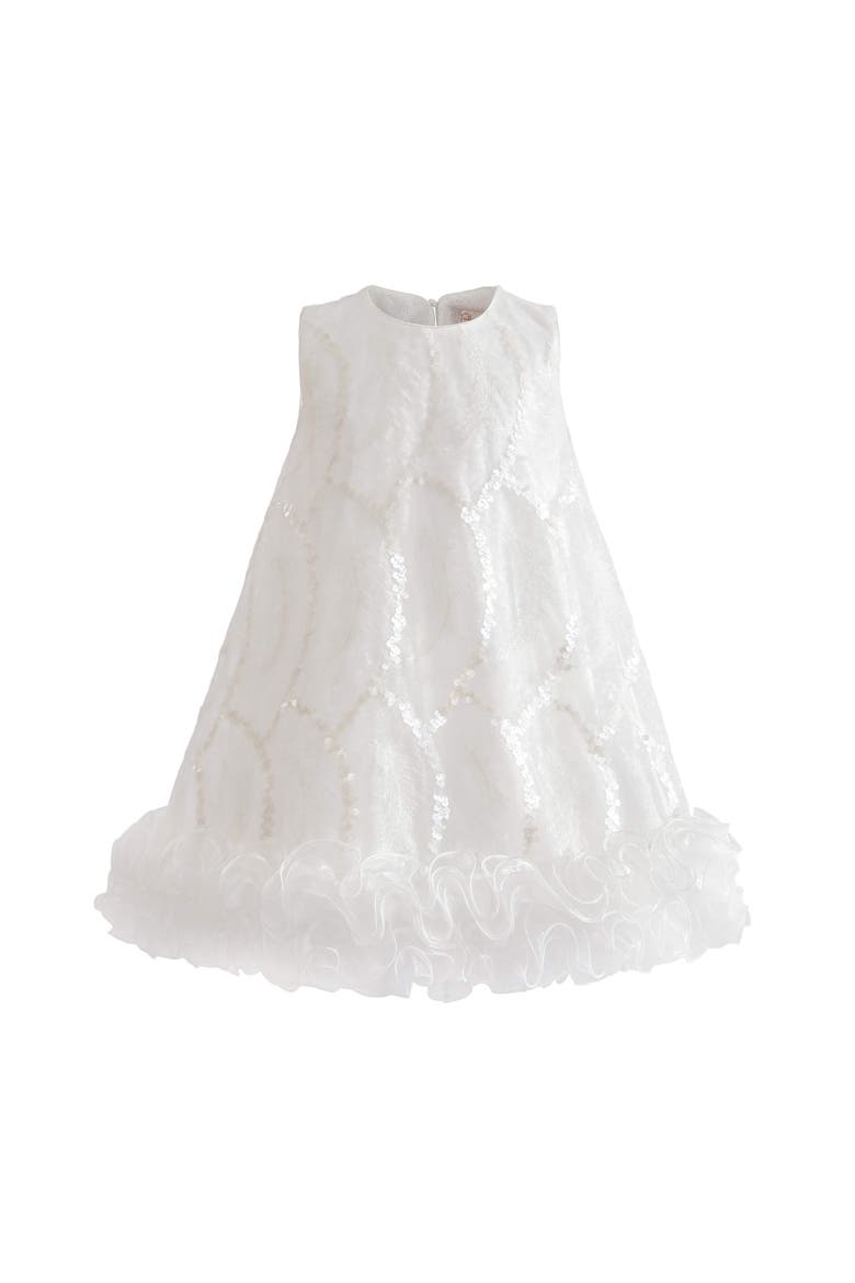 Quora Ruffle Sequin Dress, Main, color, White