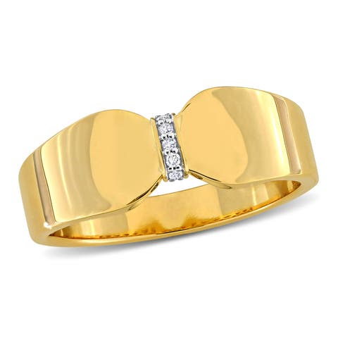 Diamond Accent Ribbon Theme Ring 14k