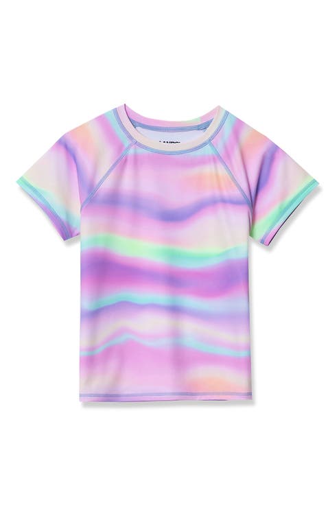 Girls Slim Short Sleeve Crew Neck UPF 50 Swim Rash Guard