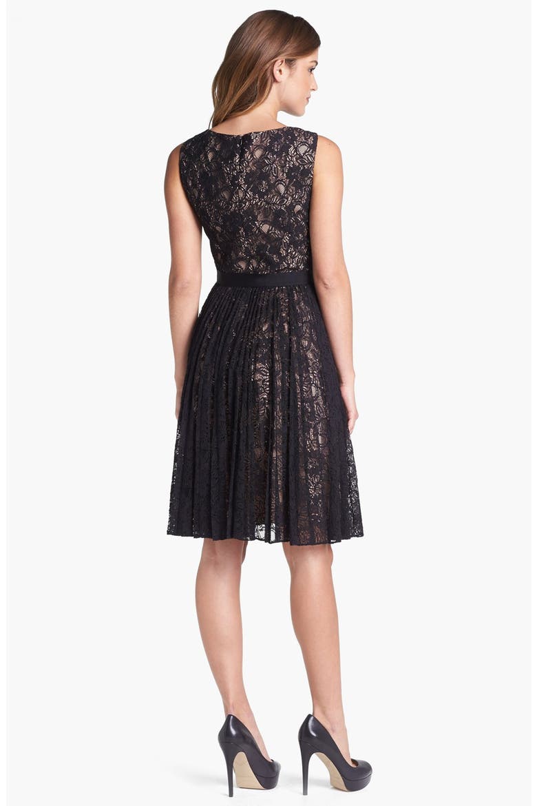 Lace Fit & Flare Dress, Alternate, color, BLACK
