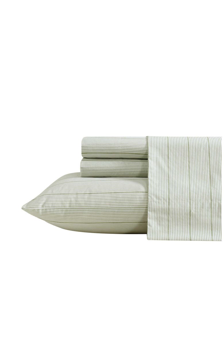 Ellipse Stripe 200 Thread Count Cotton Percale Sheet Set, Main, color, GREEN ELLIPSE STRIPE