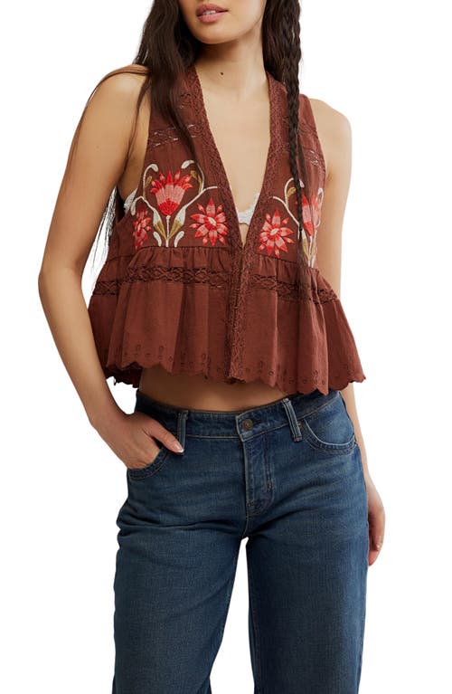 Free People Bali Vine Whispers Embroidered Tank In Brown
