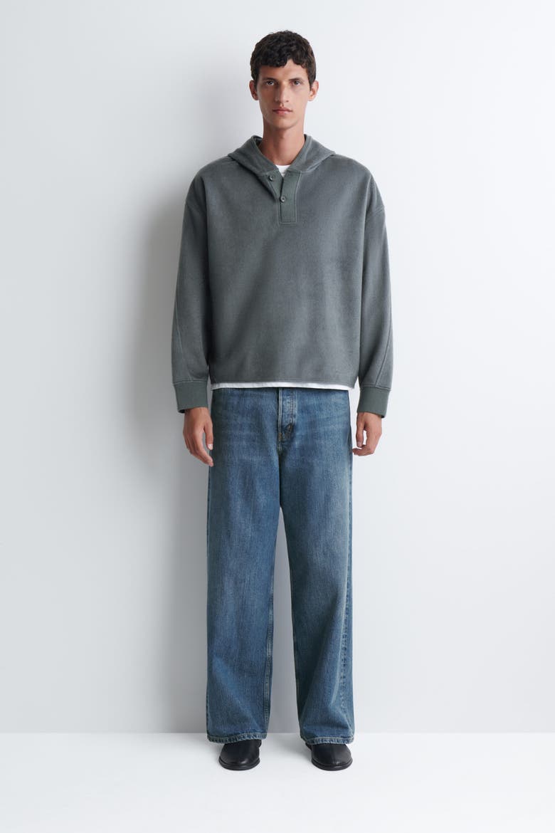 Brushed Jersey Henley Hoodie, Alternate, color, STEEL GRAY