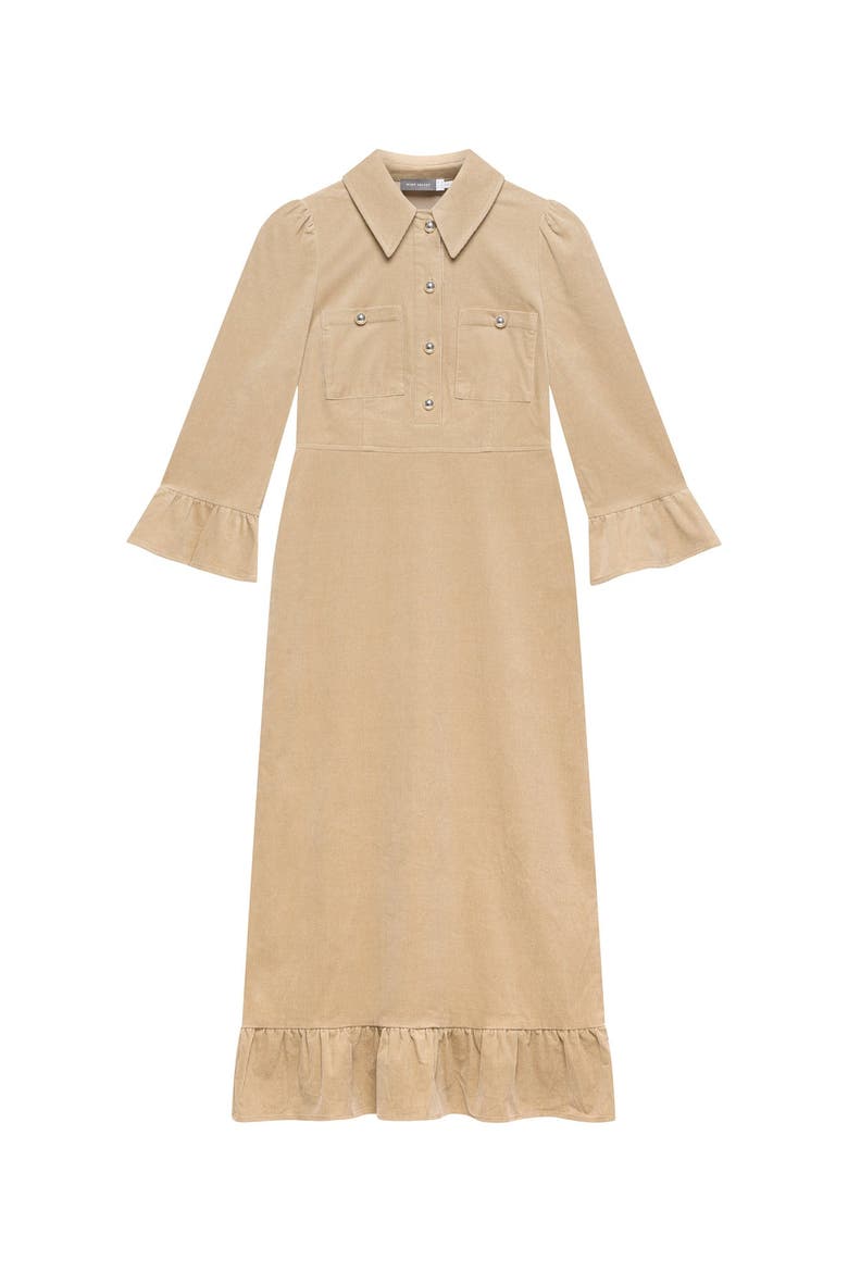 Corduroy Midi Dress, Alternate, color, Neutral