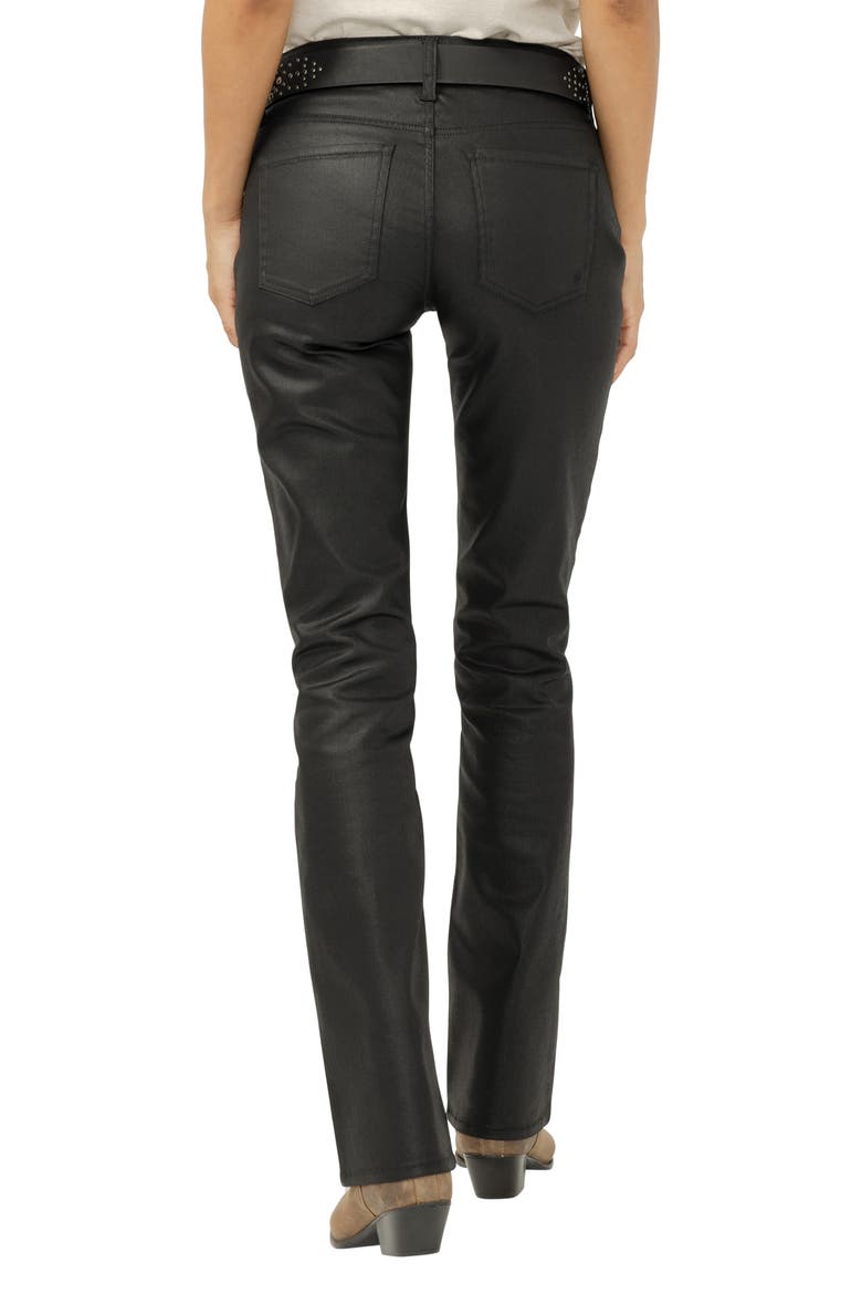 Suki Coated Curvy Mid Rise Slim Bootcut Jeans, Alternate, color, BLACK
