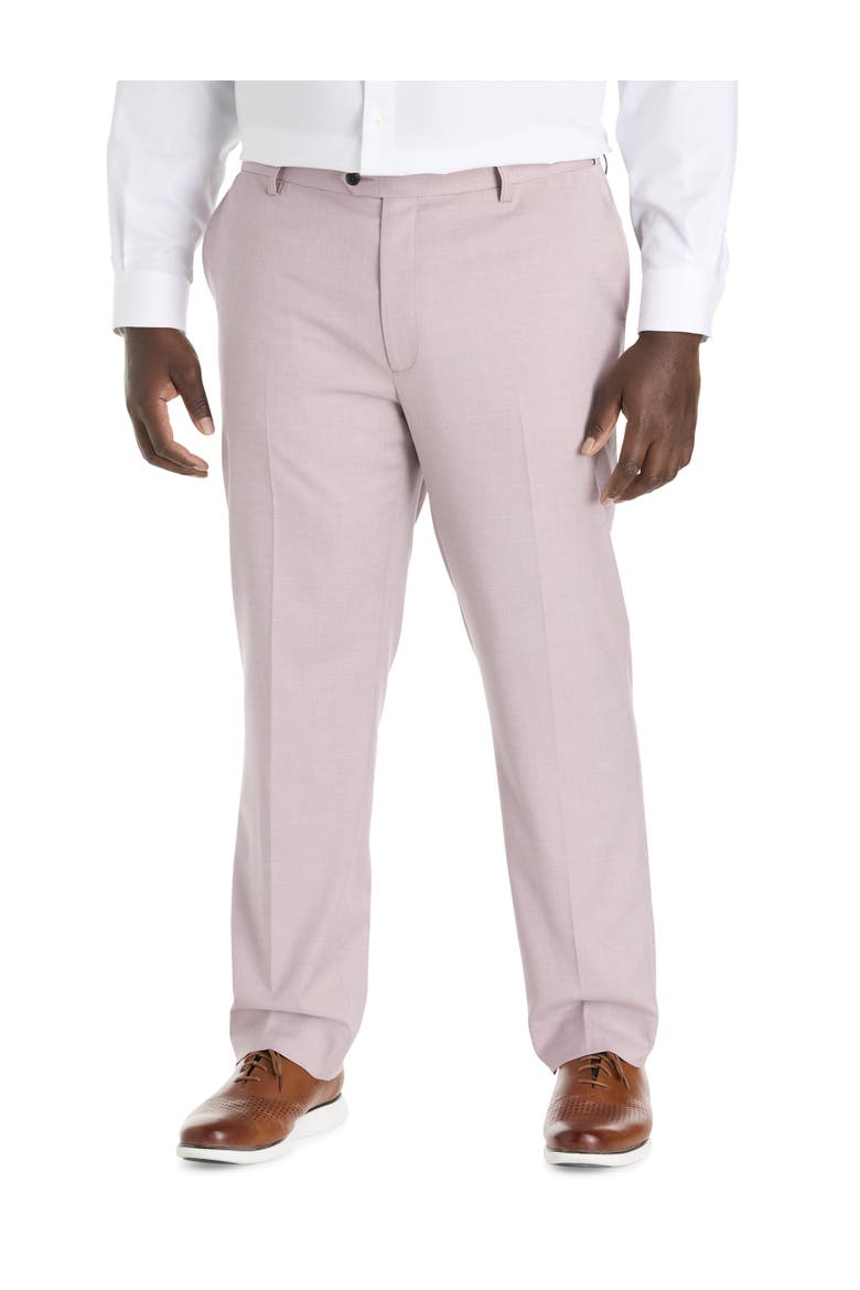 Big & Tall  Textured Waist-Relaxer Dress Pants, Main, color, DUSTY ROSE