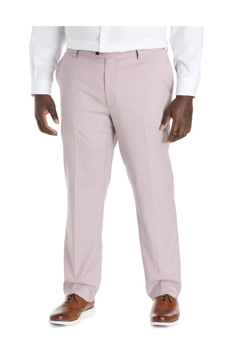 Oak Hill by DXL Big & Tall  Textured Waist-Relaxer Dress Pants, Main, color, Dusty Rose