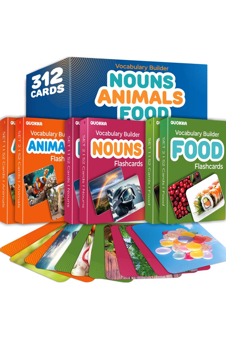 Kids Flash Cards High Contrast & Vocabulary, Main, color, Animal, food, nouns
