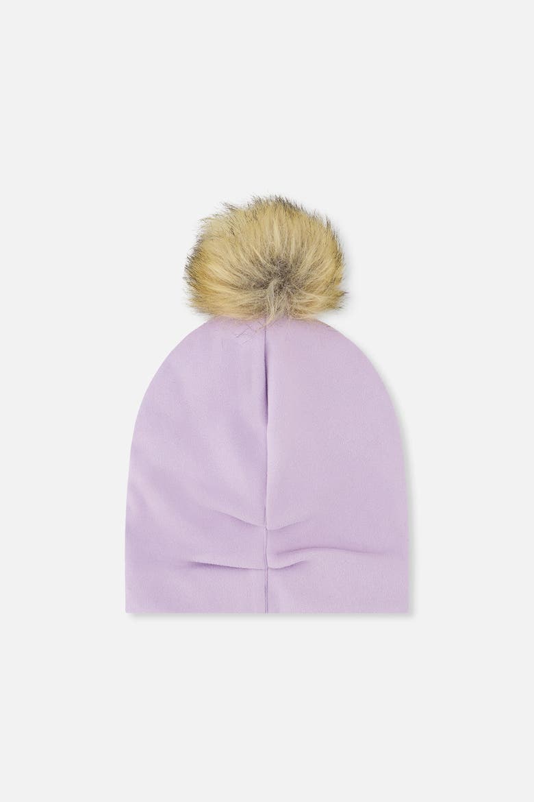Jersey Faux Fur Pompom Patch Hat, Alternate, color, Lavender