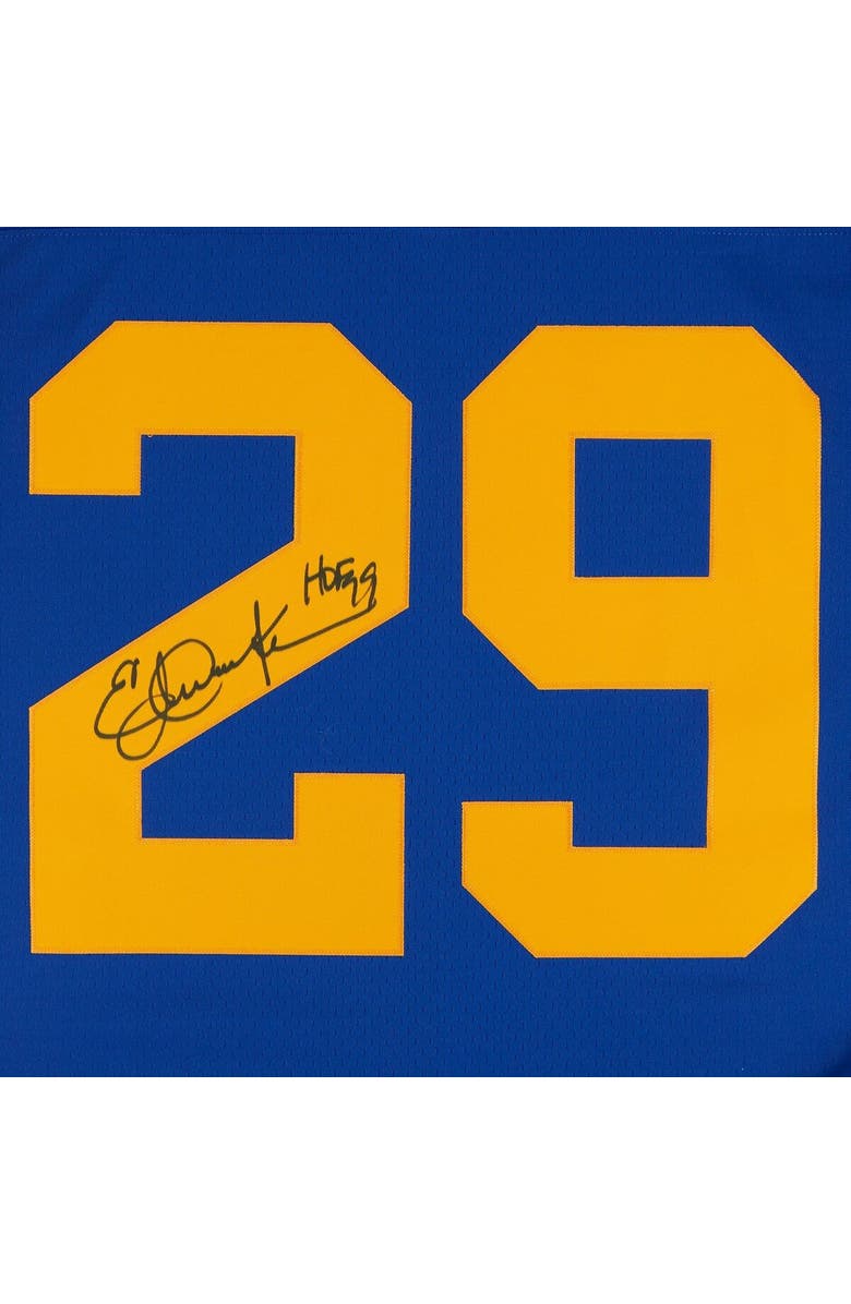 FANATICS AUTHENTIC Eric Dickerson Los Angeles Rams Autographed 1984 Throwback Mitchell & Ness Blue Replica Jersey with "HOF 99" Inscription, Alternate, color,