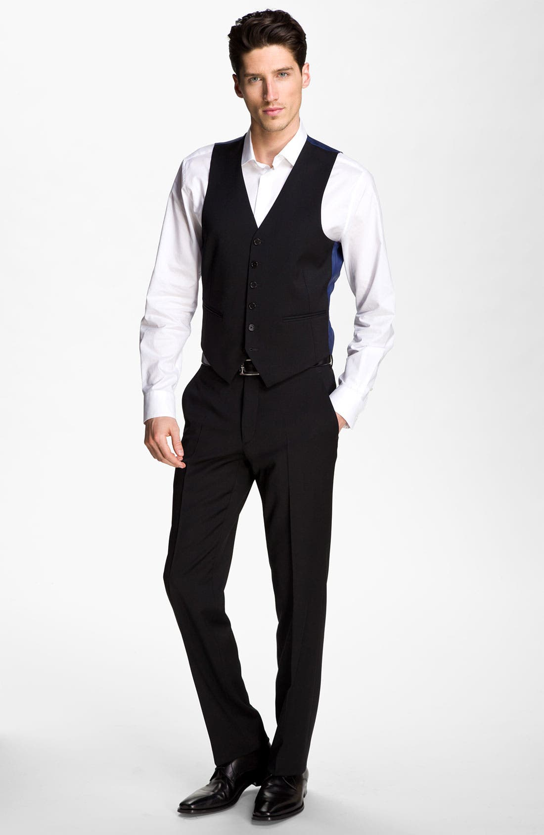 'Felix' Plain Toe Derby, Alternate, color, BLACK LEATHER