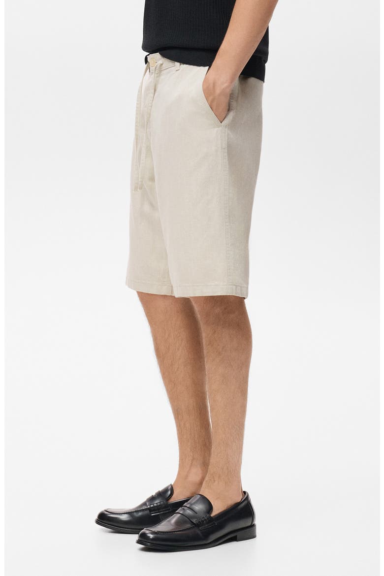 Drawstring Cotton & Linen Bermuda Shorts, Alternate, color, ECRU