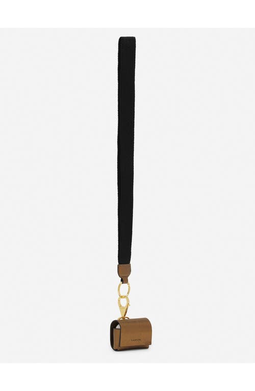 Lanvin Signature Case For Airpods Pro In Metallic Grained Leather In Bronze