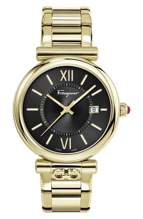 Salvatore Ferragamo Women's Ferragamo Ora Black Dial Stainless Steel Bracelet Watch, 40mm x 8.9mm