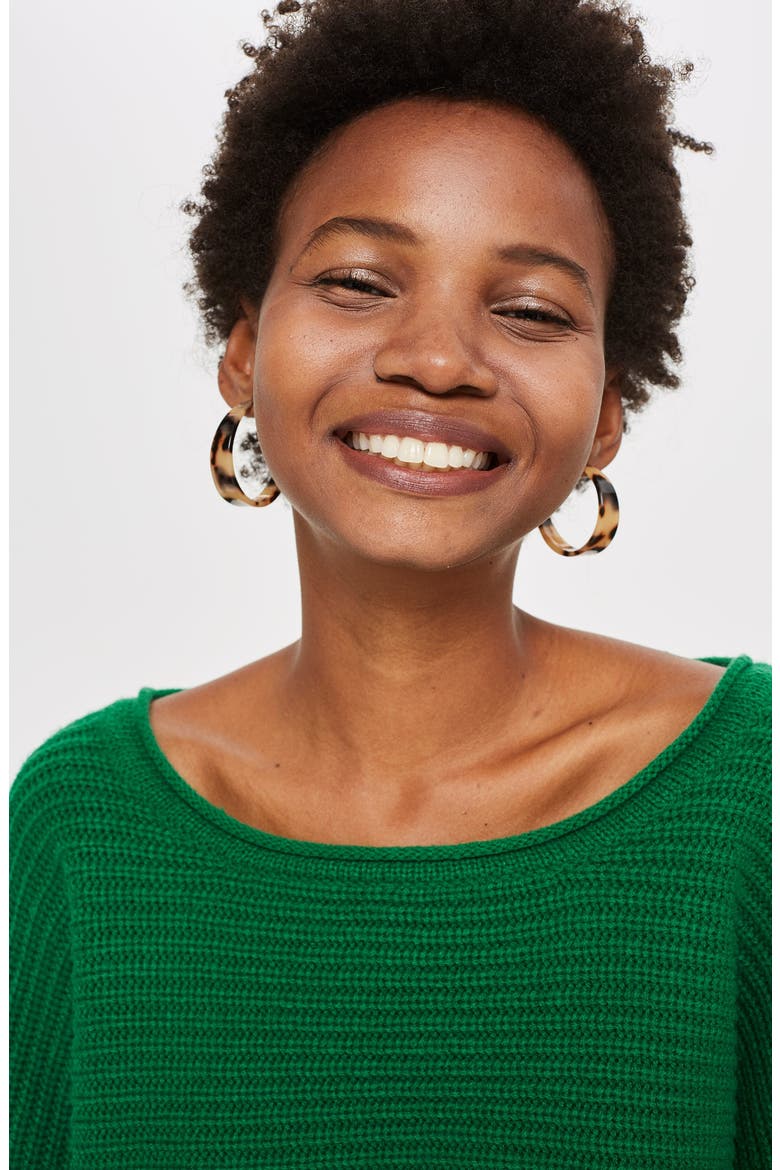 Roll Edge Crop Sweater, Alternate, color, GREEN