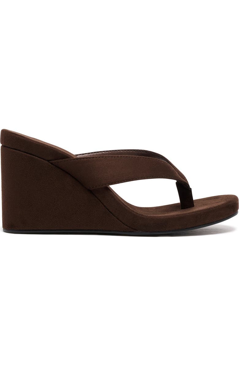 Therapy Australia Ren Wedge Sandal, Main, color, Chocolate Tonal Faux Suede
