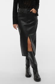 VERO MODA Veri High Waist Faux Leather Skirt