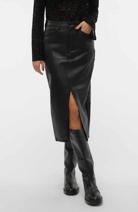 VERO MODA Veri High Waist Faux Leather Skirt