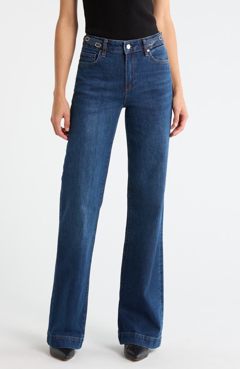PAIGE Leenah Waist Buckle Wide Leg Jeans, Main, color, Technique