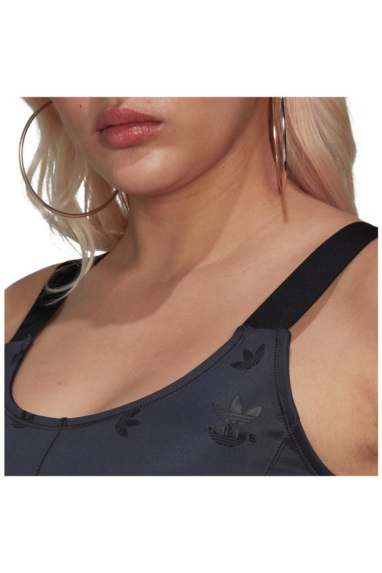 Trefoil Corset Crop Top, Alternate, color, NIGHT GREY