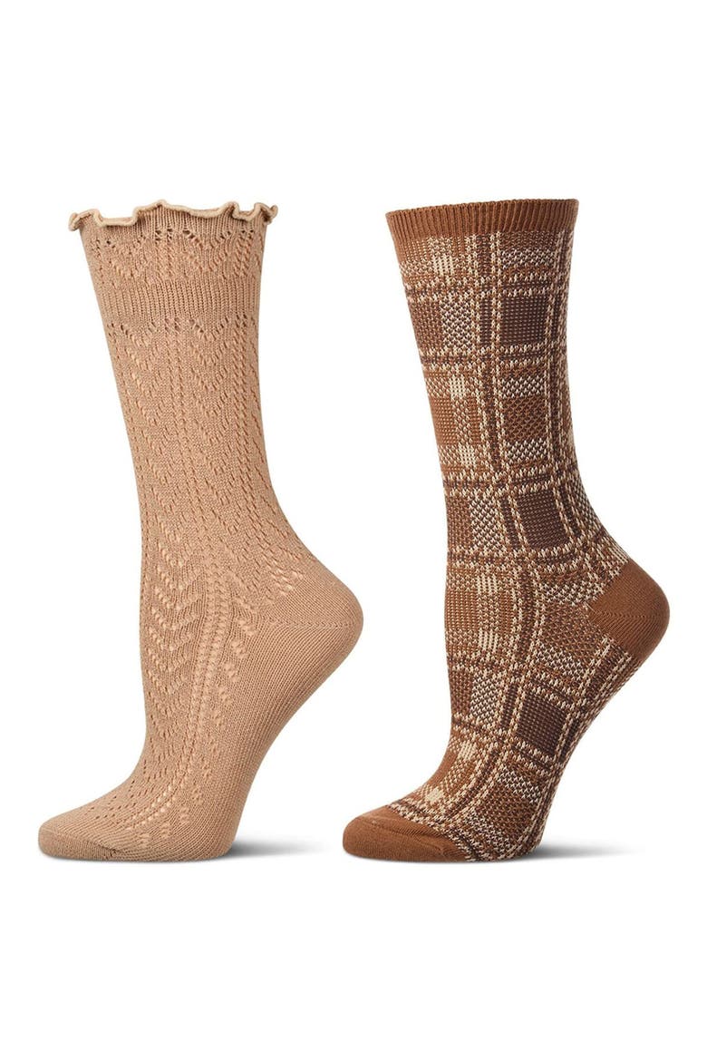 Assorted 2-Pack Cotton Blend Crew Socks, Alternate, color, BROWN