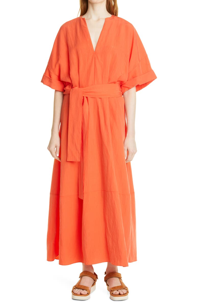 Vince Cuff Sleeve Belted Dress, Main, color, Burnt Orchid