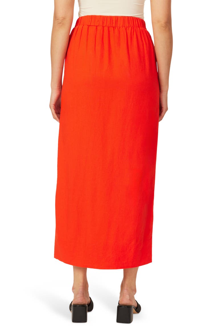 Linen Blend Pull-On Pencil Skirt, Alternate, color, ORANGE.COM