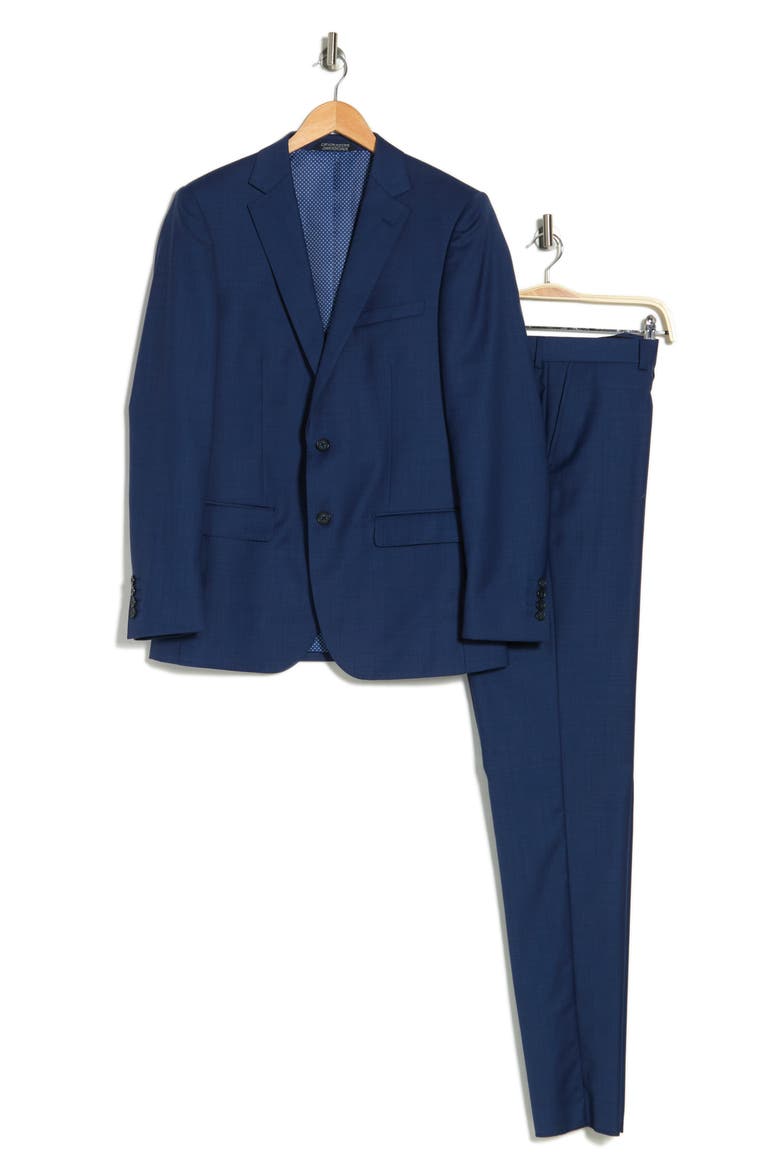 Port Slim Fit Two Button Notch Lapel Wool Blend Suit, Alternate, color, BLUE SHARK