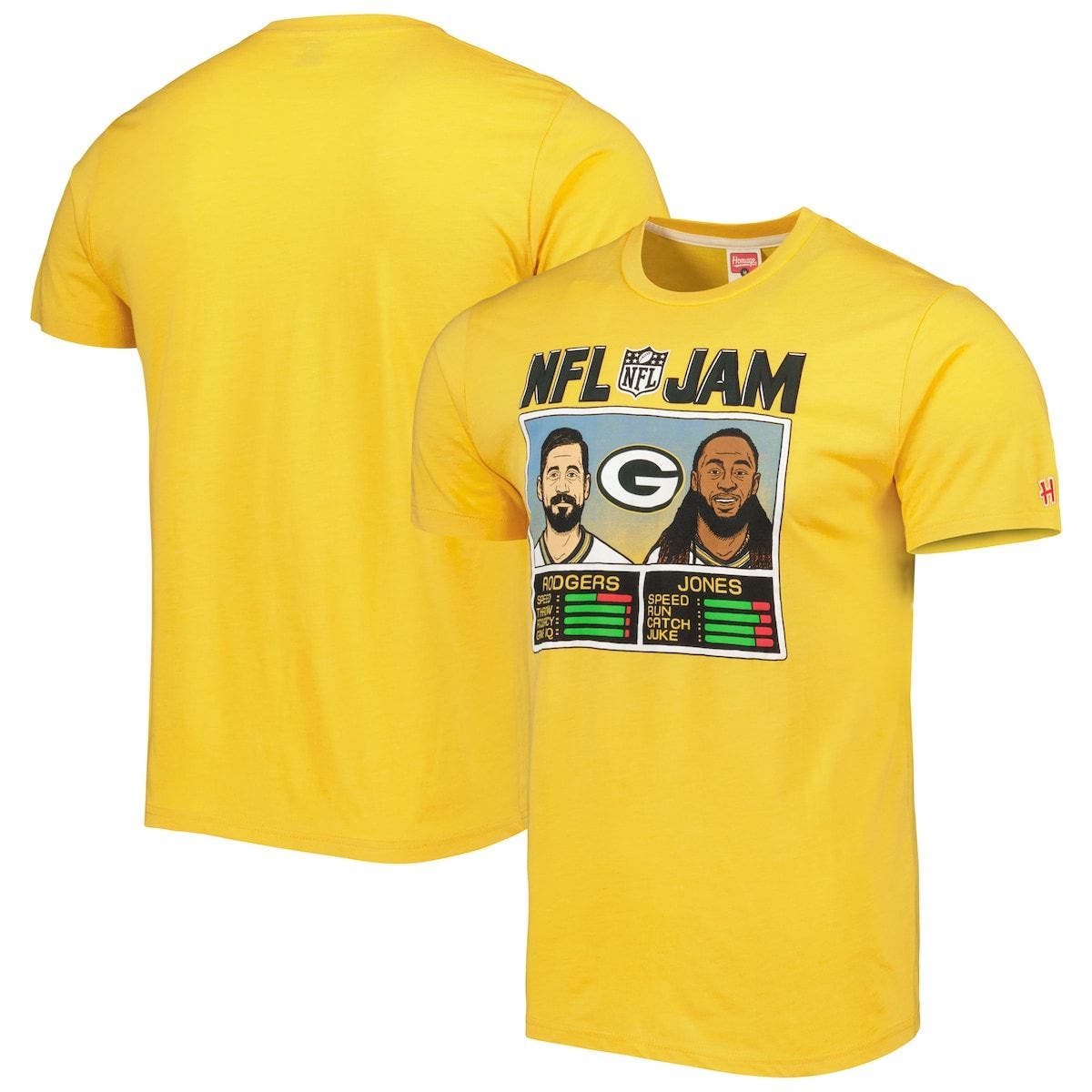 Men's Homage Aaron Rodgers & Aaron Jones Heather Gold Green Bay Packers ...