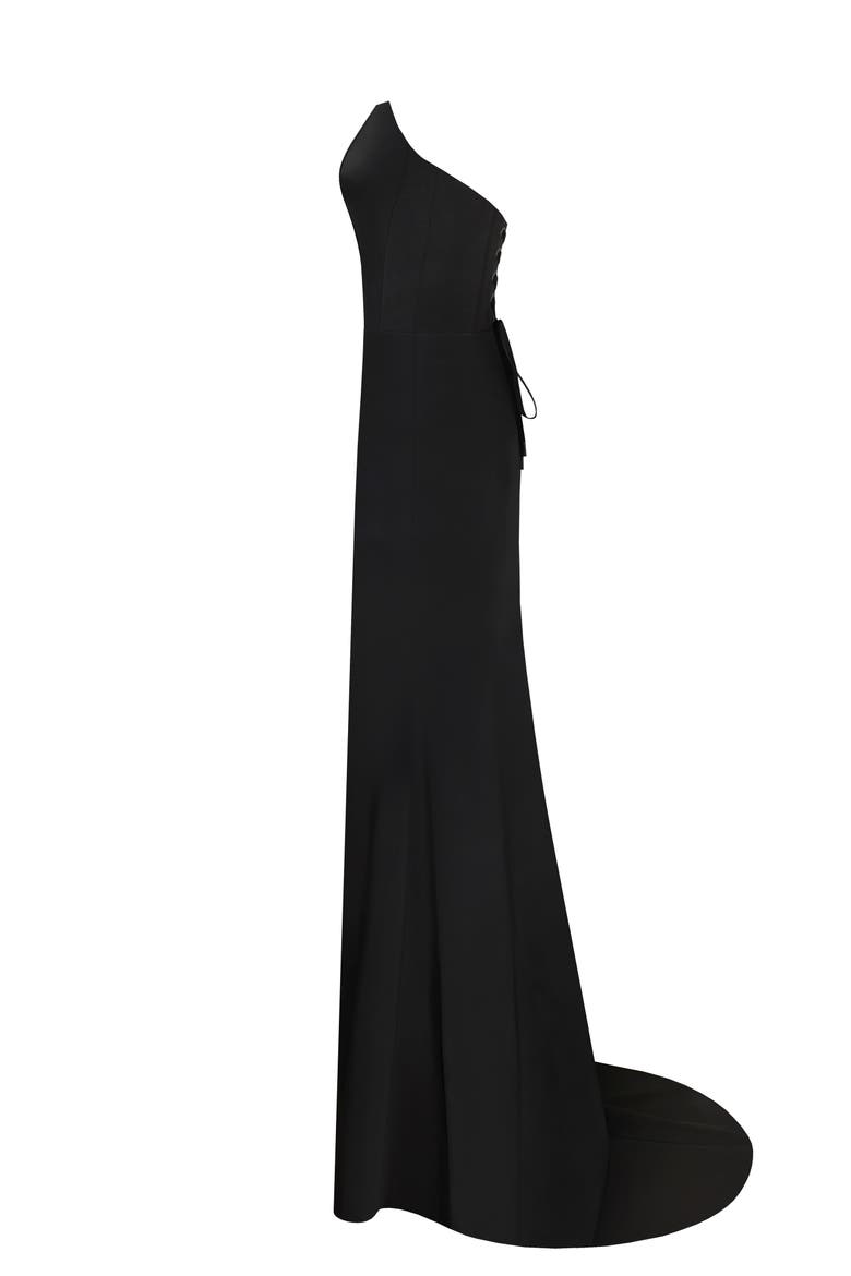Black Elegant Strapless Trumpet Evening Gown, Alternate, color, Black