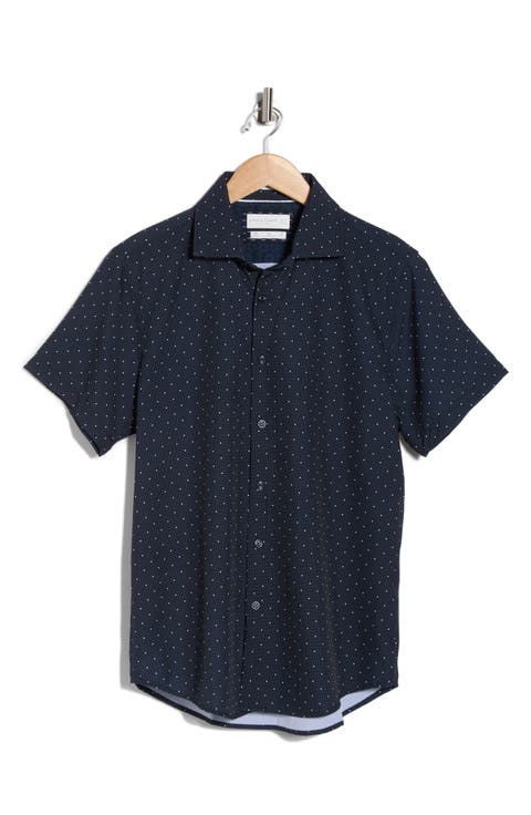 Micro Dot Tech Short Sleeve Button-Up Shirt