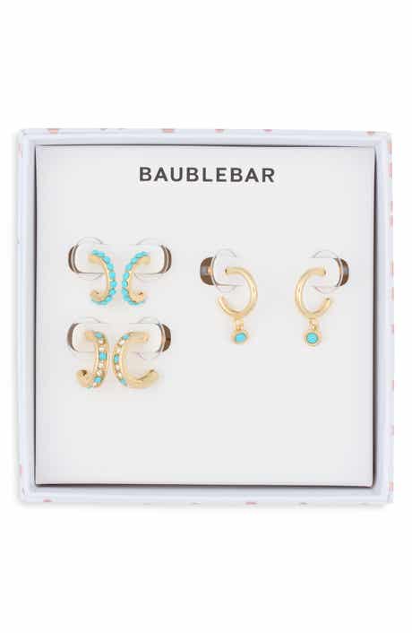 BaubleBar Got the Blues Set of 3 Huggie Hoop Earrings