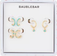 BaubleBar Got the Blues Set of 3 Huggie Hoop Earrings