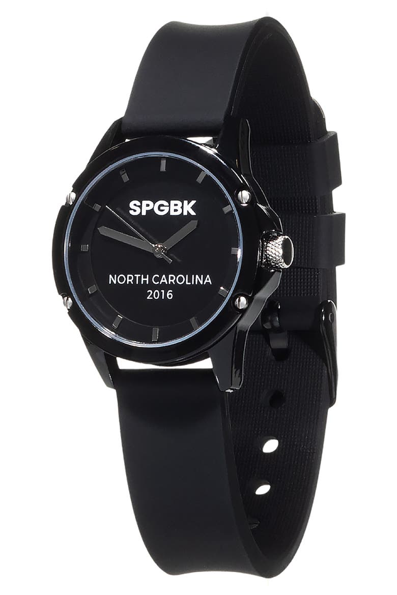 Christina Silicone Strap Watch, 32mm, Main, color, BLACK