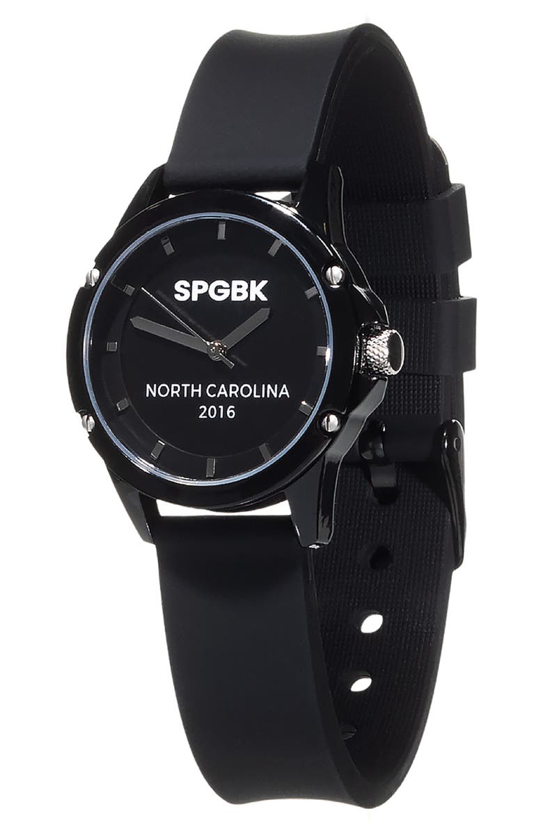 SPGBK Watches Christina Silicone Strap Watch, 32mm, Main, color, Black
